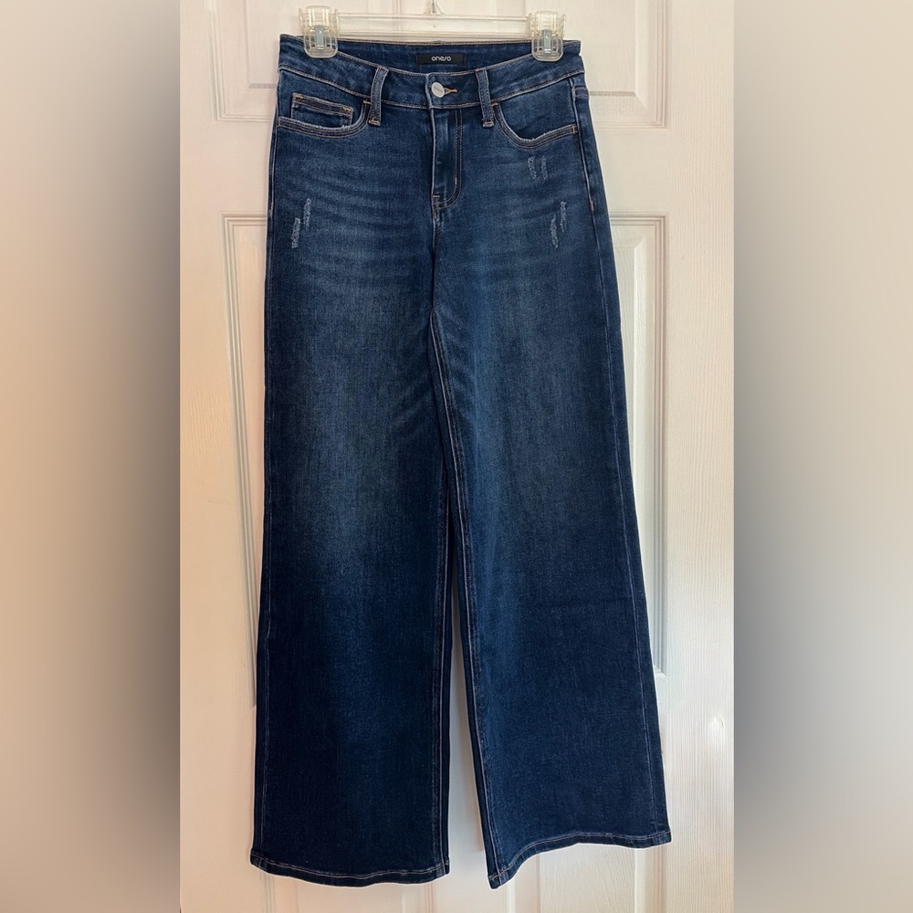 ONESO-Women's NWOT Dark Blue Wide Leg Jeans Size 28 - Picture 3 of 9